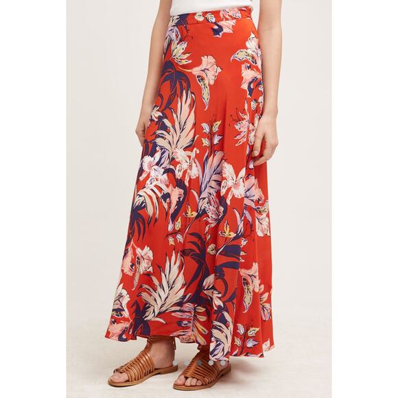 Anthropologie HD in Paris Paso Robles Silk Floral Maxi Skirt Size 8 - Picture 3 of 10
